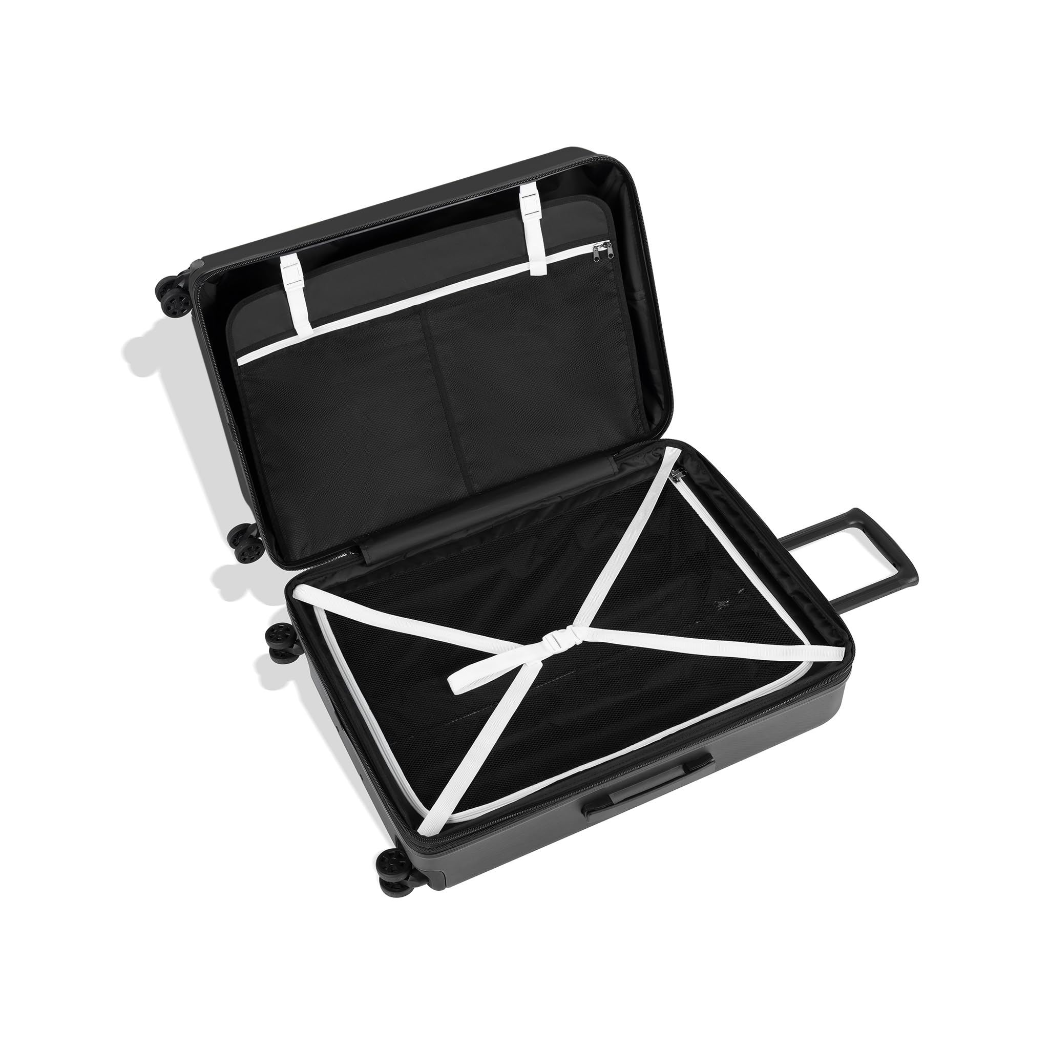 Sherpani Meridian Nesting Luggage Set, 2 Piece Rolling Luggage Set, Travel Durable Lightweight Luggage, Hardside Suitcase with Spinner Wheels, 22 Inch and 29 Inch (Black) Black 2-Piece Set (22” & 29”) U1