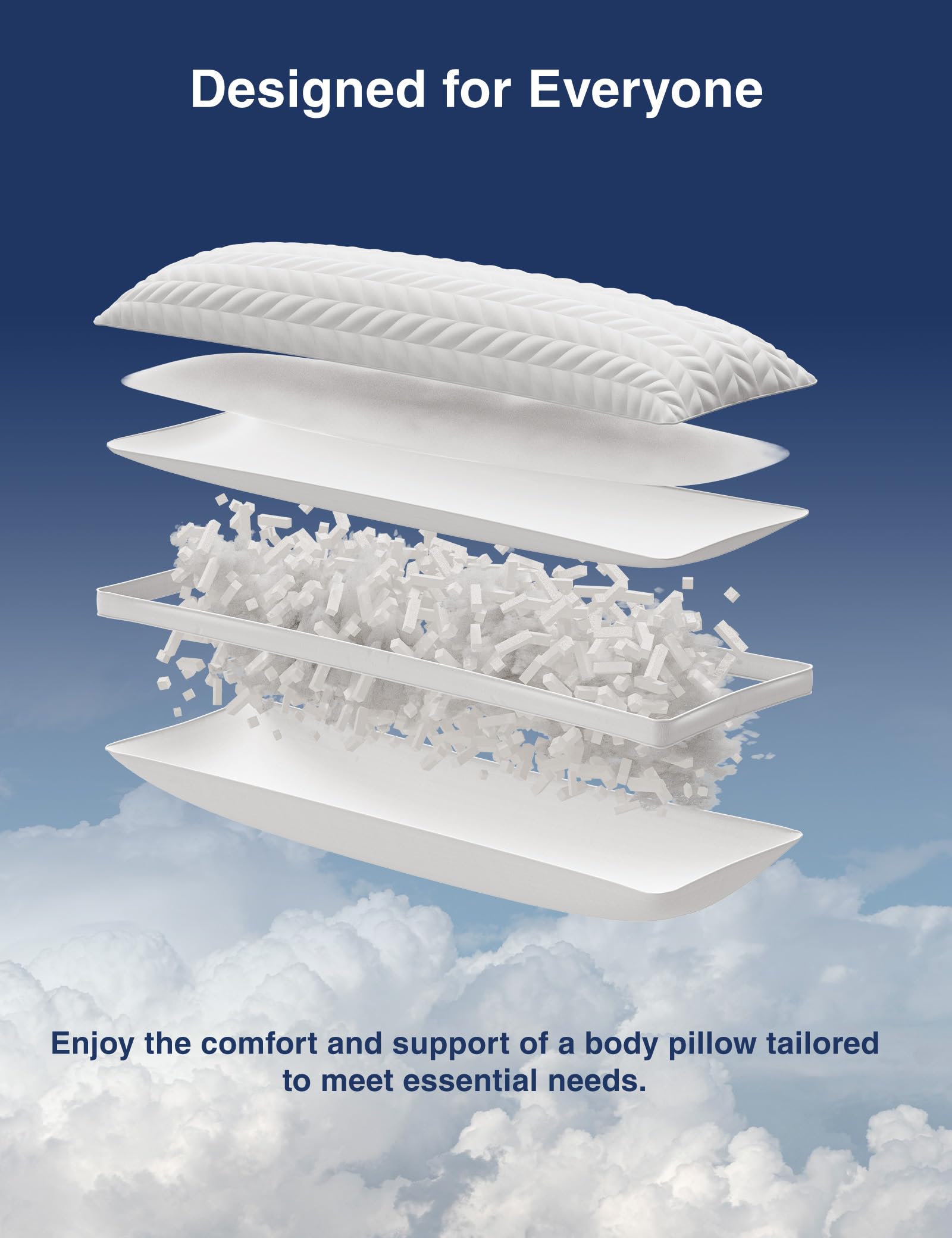 ZonLi Memory Foam Body Pillow for Adults, Long Pillow for Bed, Firm Body Pillow for Side Sleeper, Elegant Quilted Full Length Body Pillows Large -20x54 inch, White White 20 in x 54 in U1