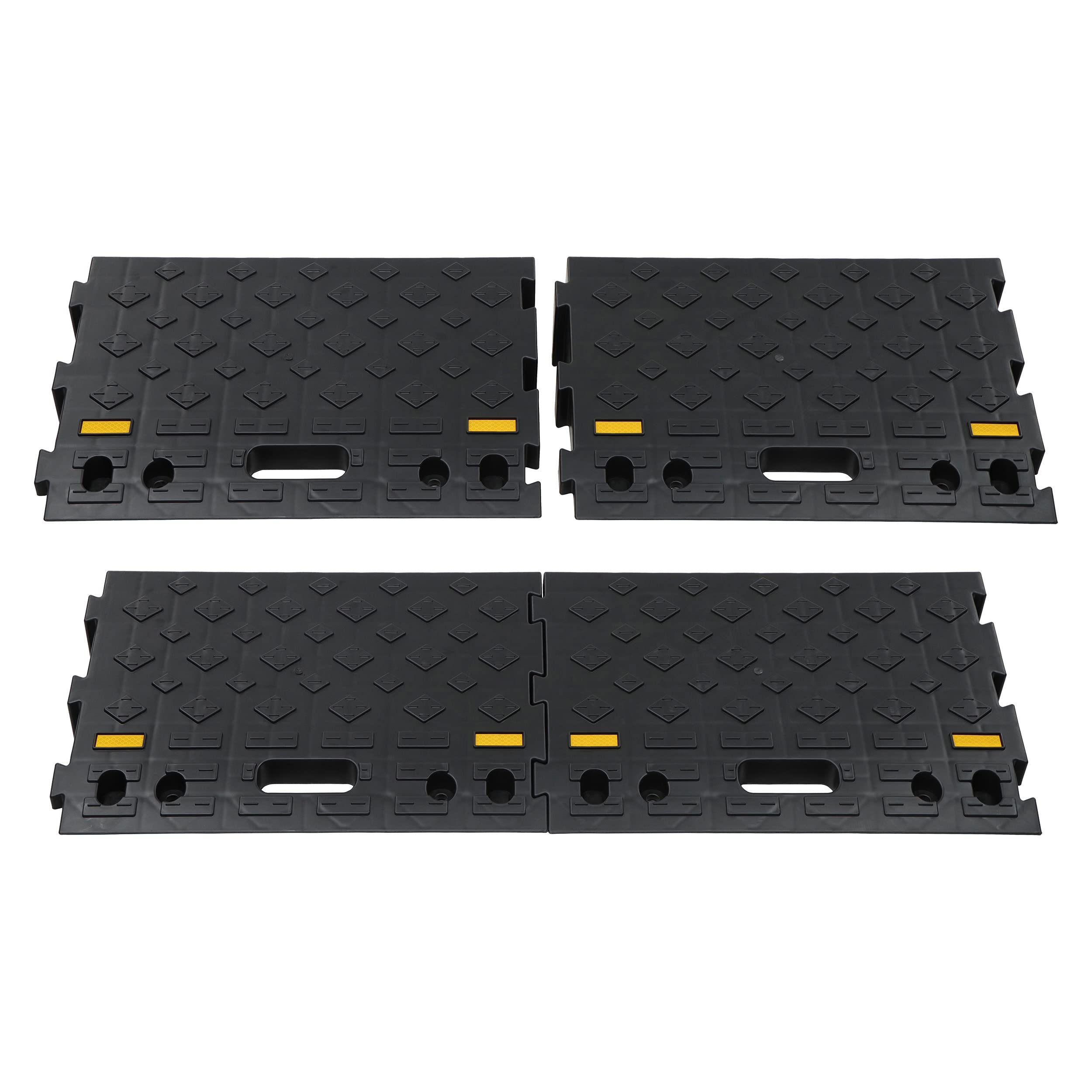 BISupply Rubber Curb Ramp 4 Inch Rise Wedge Set - 2pk Car Ramps Interlocking Curb Ramps for Driveway and Sidewalk U2