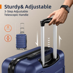 SHOWKOO Luggage Sets Expandable PC+ABS Durable Suitcase Double Wheels TSA Lock Blue Blue 20in24in28in U1