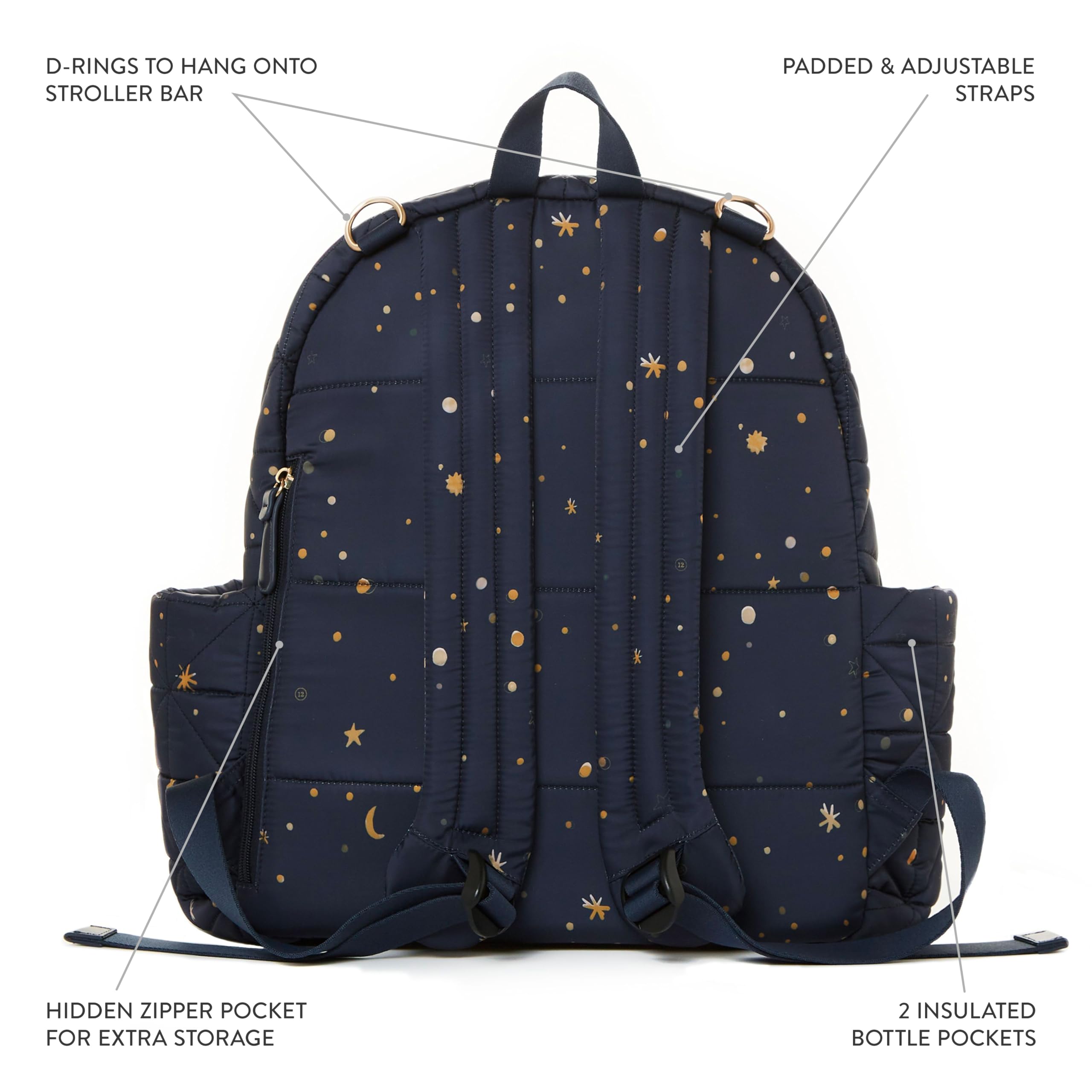 TWELVElittle Companion Diaperbag Backpack 3.0 *NEW* - Includes Changing Pad & Stroller Clips. Insulated Pockets, Machine Washable, Midnight Midnight One Size U1