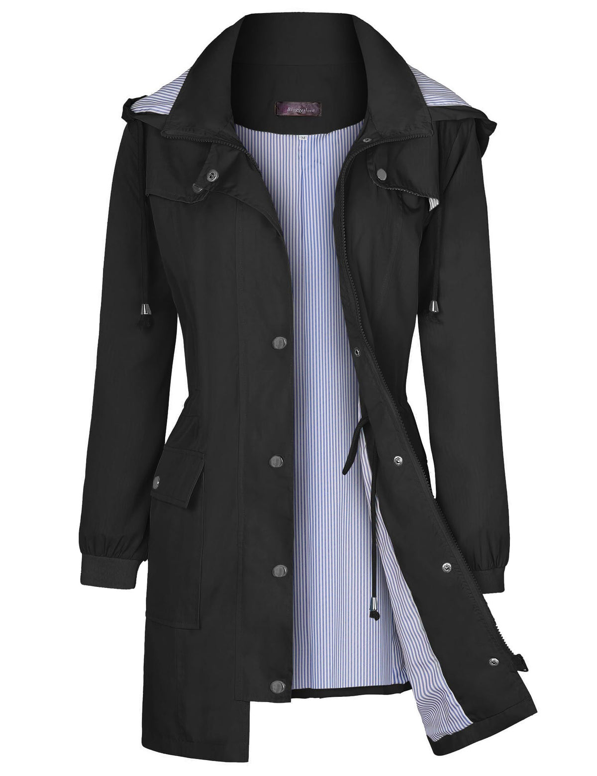 Bloggerlove Womens Rain Jackets Hooded Lightweight Rain coat Outdoor Waterproof Windbreaker Black XL Black Extr Large U1