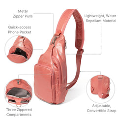 Baggallini Central Park Sling, Terracotta Gloss Ripstop Terracotta Gloss Ripstop One Size U1
