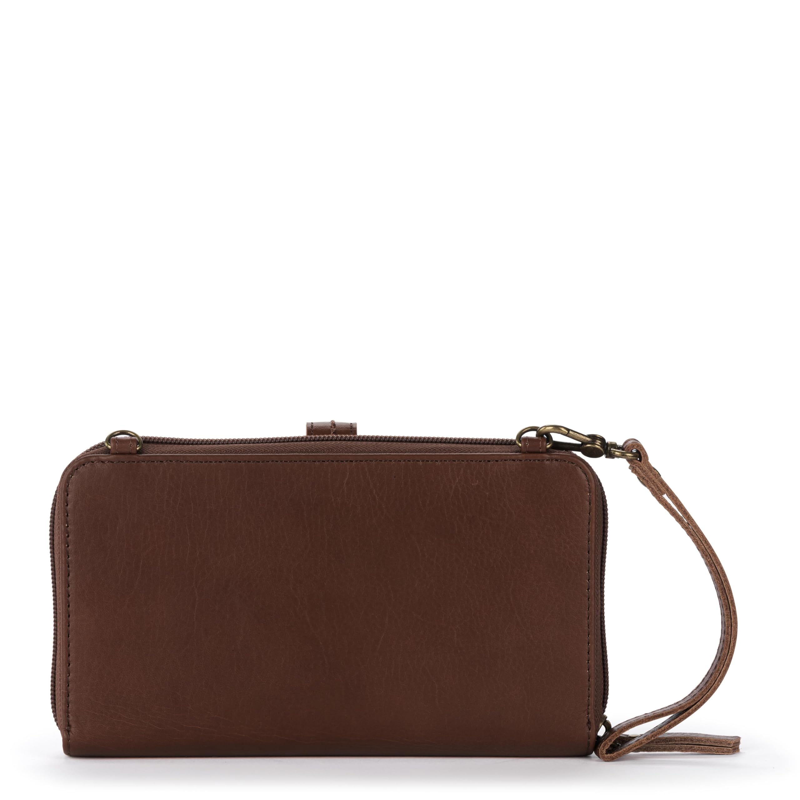 The Sak Iris Large Smartphone Crossbody Bag in Leather, Convertible Wristlet Purse Design - Whiskey Whiskey Large U1