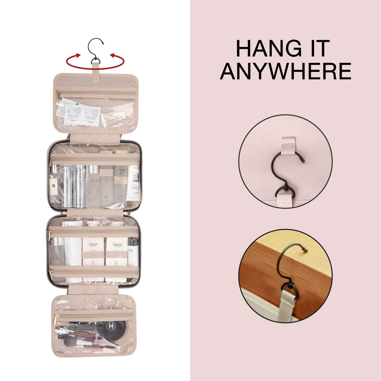 bagsmart toiletry bag travel bag with hanging hook BAGSMART Toiletry Bag Travel Bag with hanging hook, Water-resistant Ma – Luggage Online Outlet