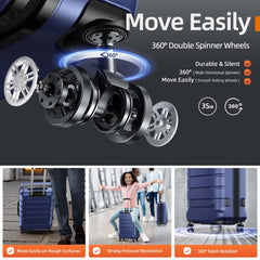 SHOWKOO Luggage Sets Expandable PC+ABS Durable Suitcase Double Wheels TSA Lock Blue Blue 20in24in28in U1