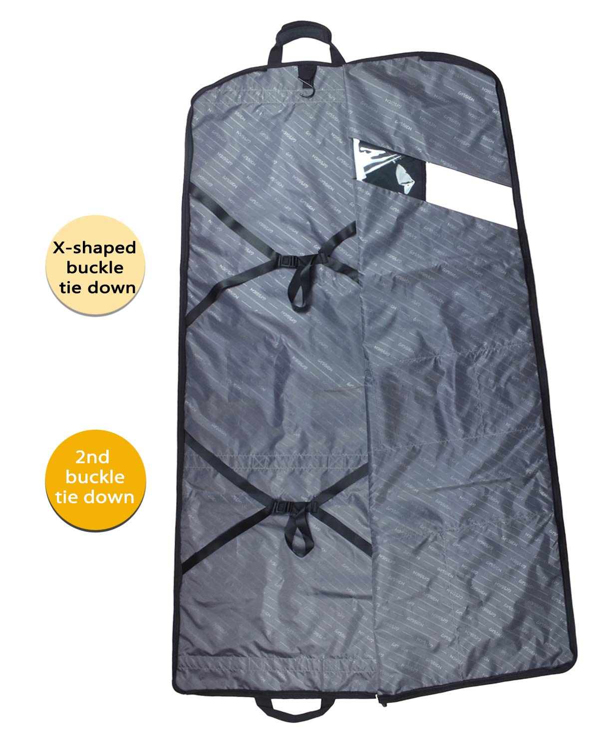 66'' Tri-fold Extra Long Dress Garment Bag, Premium & Breathable Tear-resistant Hanging Suit Cover for Travel and Storage Black 66 inches U1