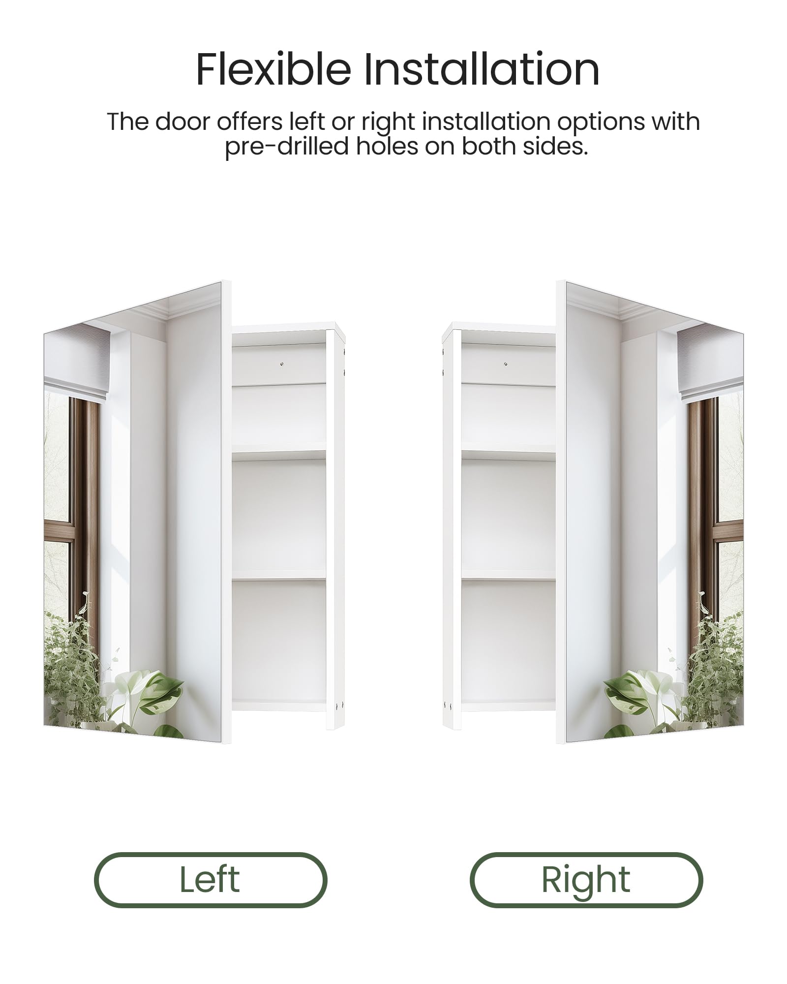 FOMAYKO Wall-Mounted Bathroom Vanity with Mirror, Medicine Cabinet with Storage Function, Hanging Storage Cabinet, Adjustable Shelves, White White 17.7''L x 5.5''W x 23.6''H U4