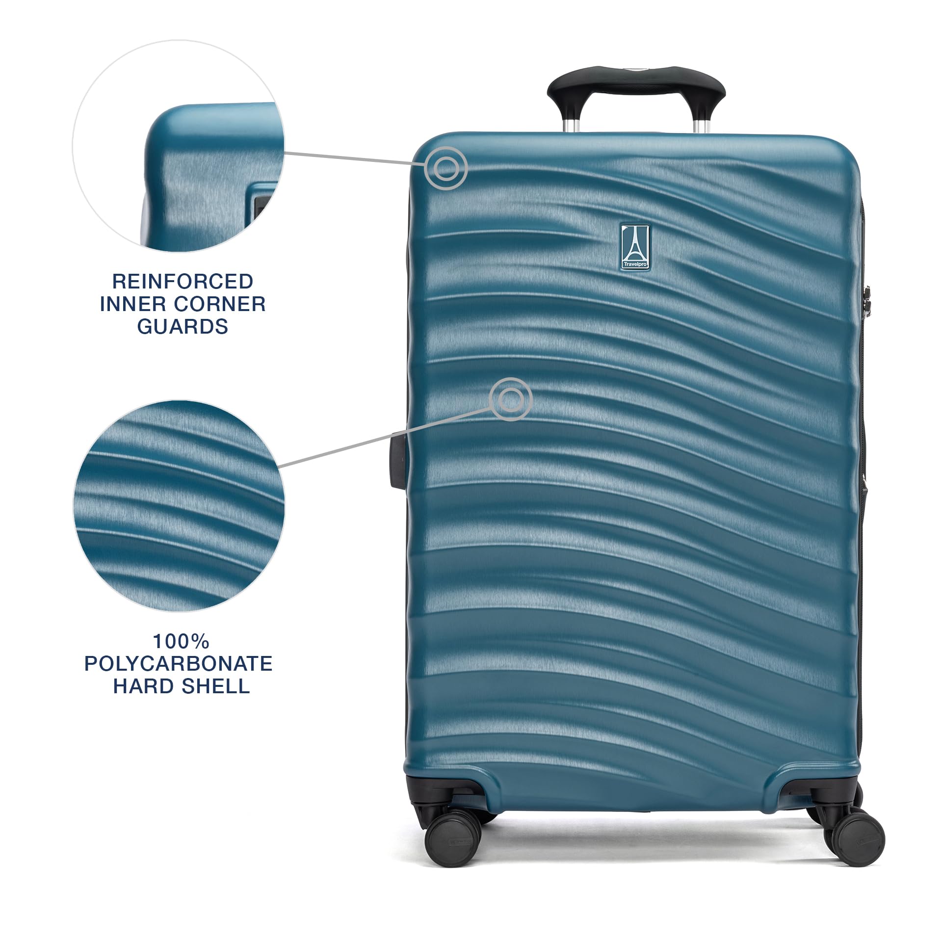 Travelpro Maxlite Air V2 Hardside Expandable Checked Luggage, 8 Spinner Wheels, Lightweight Hard Shell Suitcase, TSA lock, Teal, Checked Medium 25-Inch Teal Checked Medium 25-Inch U1