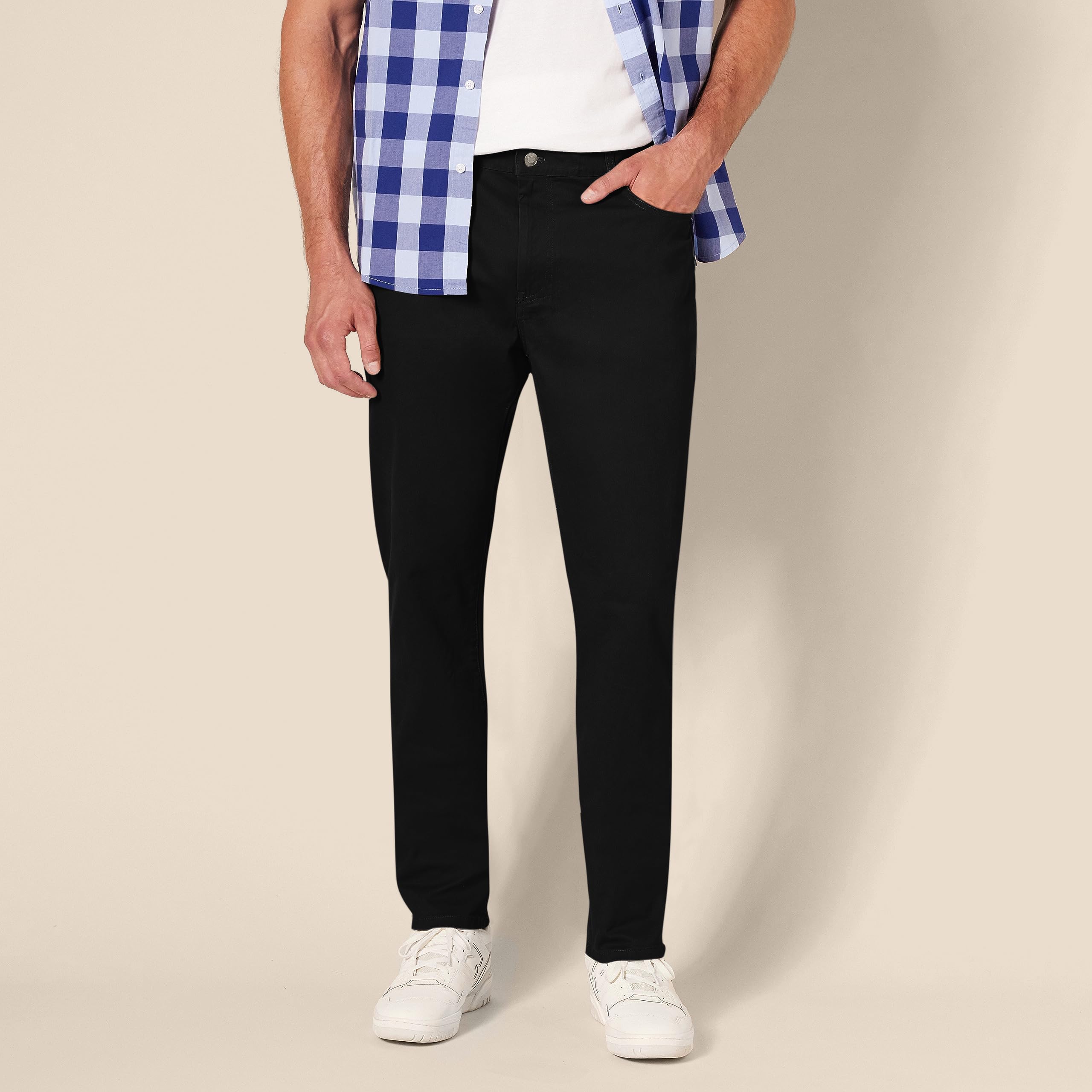 Amazon Essentials Men's 5-Pocket Stretch Twill Pants, Black, 38W x 30L Black  U1