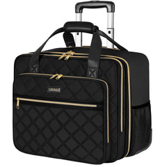 Ytonet Rolling Laptop Bag Women, Rolling Briefcase for Women, 17.3 Inch Laptop Bag with Wheels Rolling Computer Bag Laptop Case for Work Travel College Business Wife Mom Teacher, Black Black Large U1