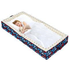 Umoving 100% Cotton Lining Portable Foldable Toddler Travel Bed - Soft Foam Floor Bed with Washable Cover, Safe and Comfortable Toddler Crib, Ocean Blue Ocean Blue  U1