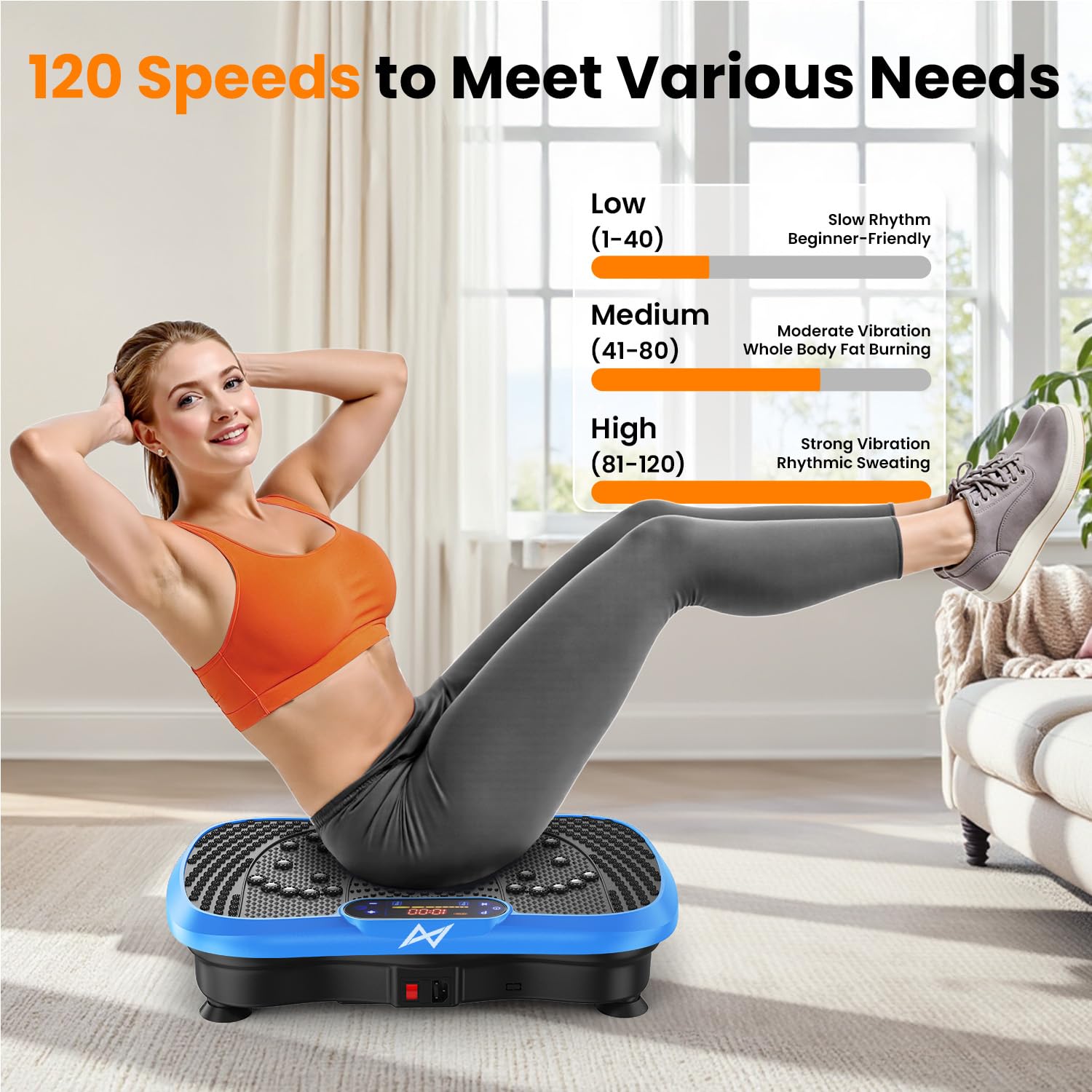 AXV Vibration Plate Fitness Platform Exercise Machine Vibrating Shaking Full Body Shaker Workout Vibrate Stand Shake Board Sport for Weight Loss Fat Burner for Gym Home Office BLUE  U2