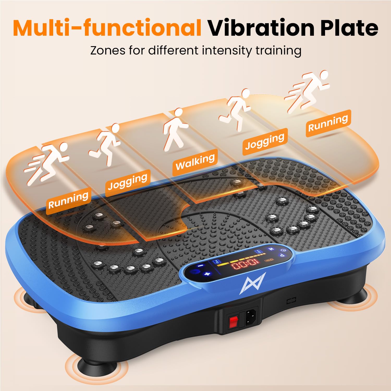 AXV Vibration Plate Fitness Platform Exercise Machine Vibrating Shaking Full Body Shaker Workout Vibrate Stand Shake Board Sport for Weight Loss Fat Burner for Gym Home Office BLUE  U1