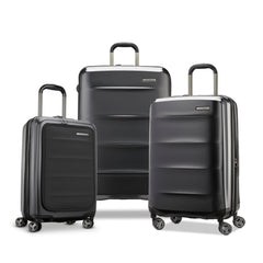 Samsonite Octiv Pro 3-Piece Hardside Lightweight (21/24/28) Front Pocket Carry-On Pro, Medium & Large-Checked Luggage Set, Expandable, Four Spinner Wheels, Adjustable Handle, TSA Lock – Black Stealth Black 3-Piece Set (Pro 21 with Front Pocket/  U1