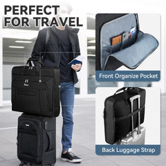 Mancro Garment Bags for Travel, Large Travel Suit Bag for Men Women with Shoulder Strap, Wrinkle Free Carry On Garment Bags for Hanging Clothes, Business Foldable Hanging Luggage Bag for Travel, Black U1