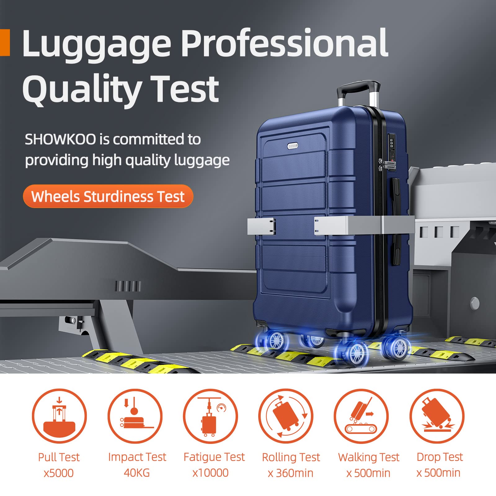 SHOWKOO Luggage Sets Expandable PC+ABS Durable Suitcase Double Wheels TSA Lock Blue Blue 20in24in28in U1