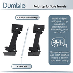 Dumble RV Stabilizer Jacks - 2pk 1300lb Cap Attachable Telescoping Travel Trailer Jack Stabilizer Stands and Jack Rod U2
