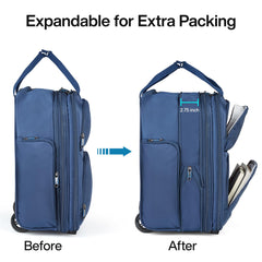 Hanke Softside Expandable Underseat Carry On Bags for Airplanes,Travel Luggage Rolling Bag Personal Item Bag Small Suitcase,Blue,16-Inch Blue Expandable 16-Inch Underseat U1