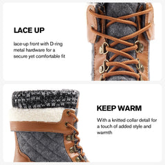 ALEADER Womens Snow Boots Duck Waterproof Boots Insulated Warm Brown Cold Weather Grey 8 M US Women Brown Grey 8 U1