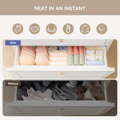 Criusia Drawer Organizer Clothes, 21 Pack Dresser Organizer for Baby Clothes, Underwear, Sock - Foldable Closet Organization and Storage Dividers Bins for Nursery, Bedroom (Beige) Beige 21PACK U1