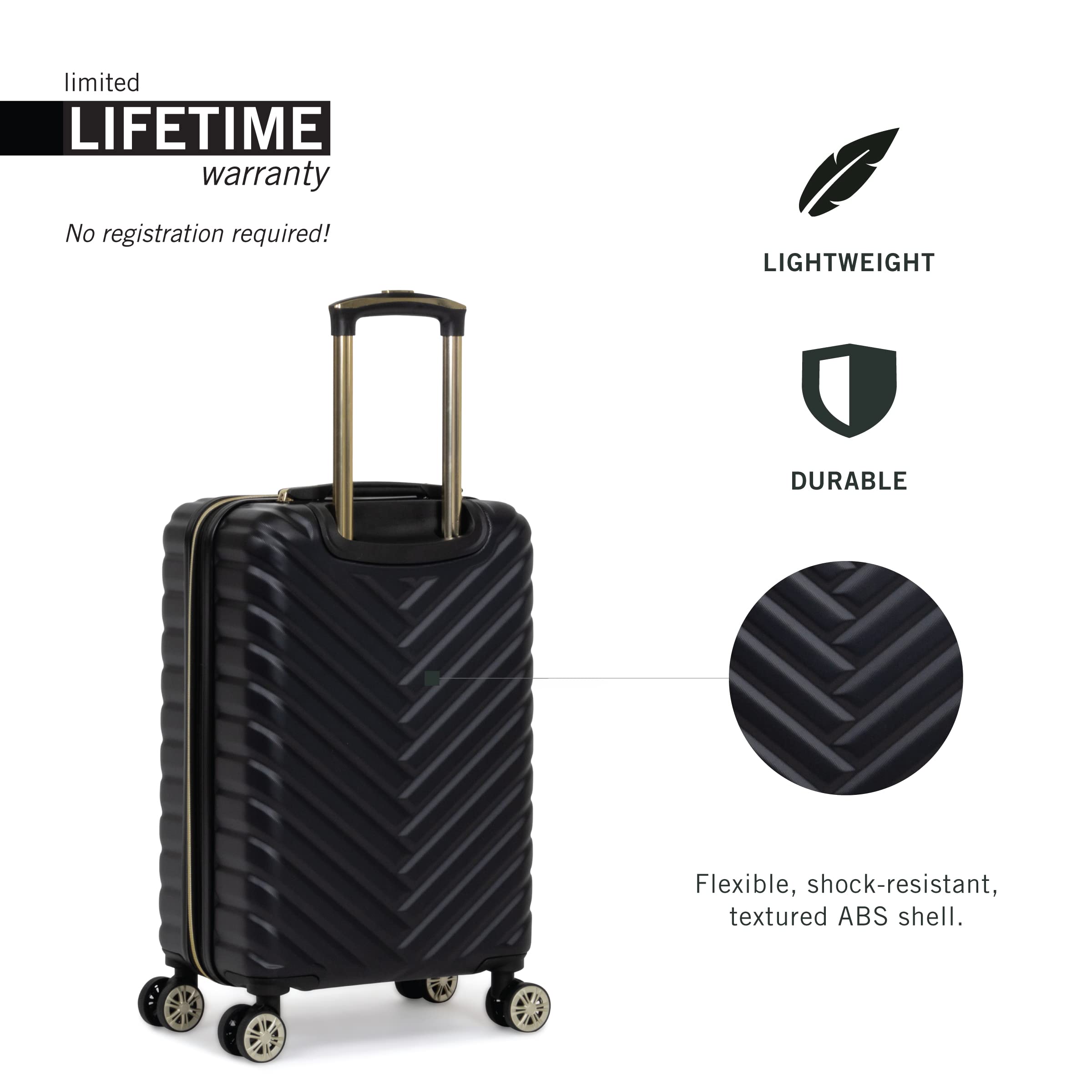 Kenneth Cole REACTION Madison Square Lightweight Hardside Chevron Expandable Spinner Luggage, Black, 20-Inch Carry On Black 20-Inch Carry On U1