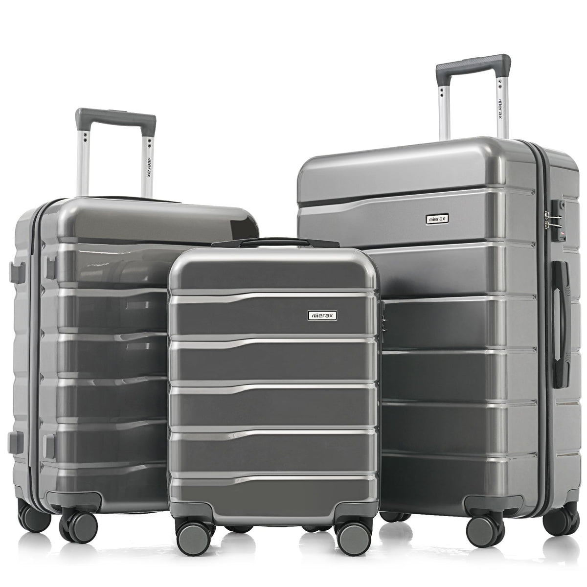 Merax Luggage Set 3 Pieces, ABS Durable Lightweight, 360 Silent Spinner Wheels, TSA Lock, grey, 20/24/28 Inch grey 20/24/28 Inch U1