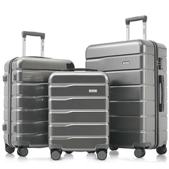 Merax Luggage Set 3 Pieces, ABS Durable Lightweight, 360 Silent Spinner Wheels, TSA Lock, grey, 20/24/28 Inch grey 20/24/28 Inch U1