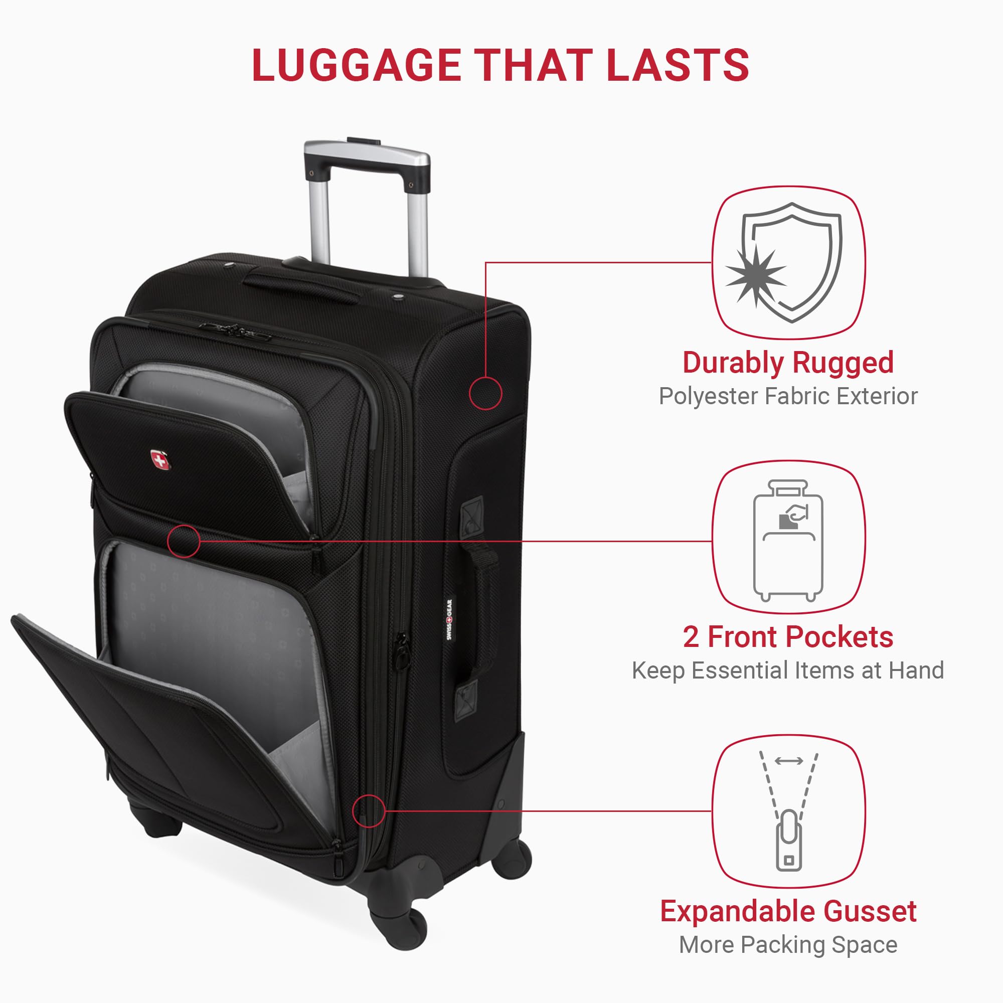 SwissGear Sion Softside Expandable Luggage, Black, Checked-Medium 25-Inch Black Checked-Medium 25-Inch U1