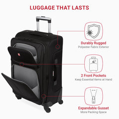 SwissGear Sion Softside Expandable Luggage, Black, Checked-Medium 25-Inch Black Checked-Medium 25-Inch U1