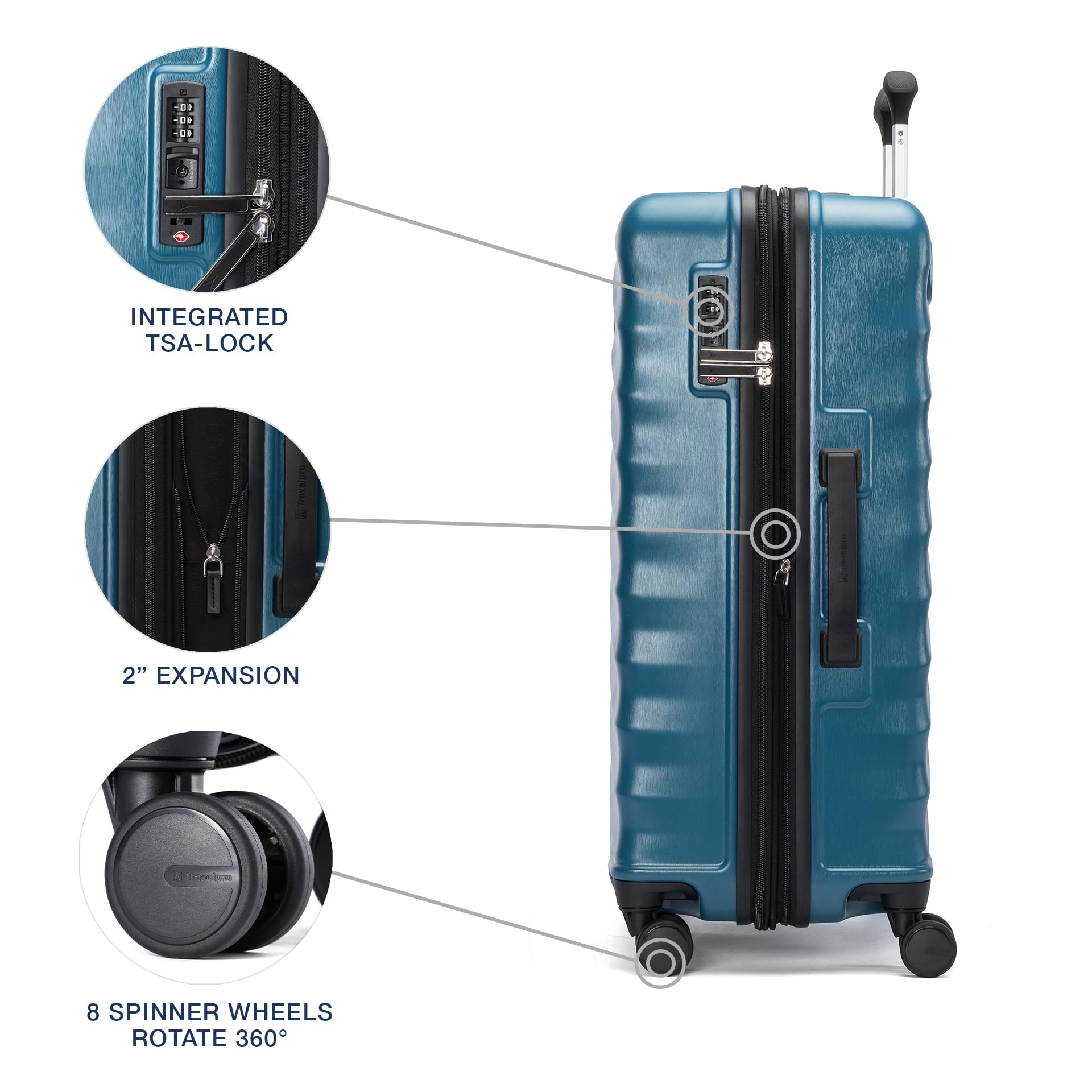 Travelpro Maxlite Air V2 Hardside Expandable Checked Luggage, 8 Spinner Wheels, Lightweight Hard Shell Suitcase, TSA lock, Teal, Checked Medium 25-Inch Teal Checked Medium 25-Inch U1