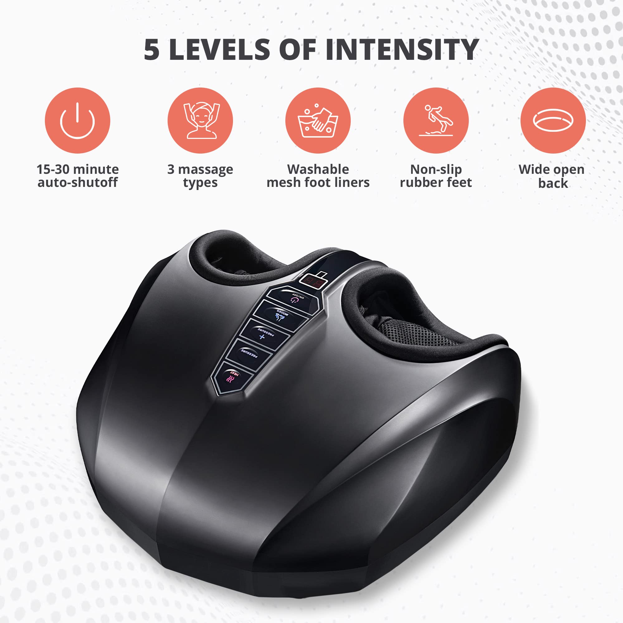 Belmint Foot Massager Machine - Shiatsu Foot Massager with Heat, Deep-Kneading Foot Massager for Plantar Fasciitis, Neuropathy - Unique Gifts for Him Her/Women & Men, Fathers Day Gift Idea Black  U4