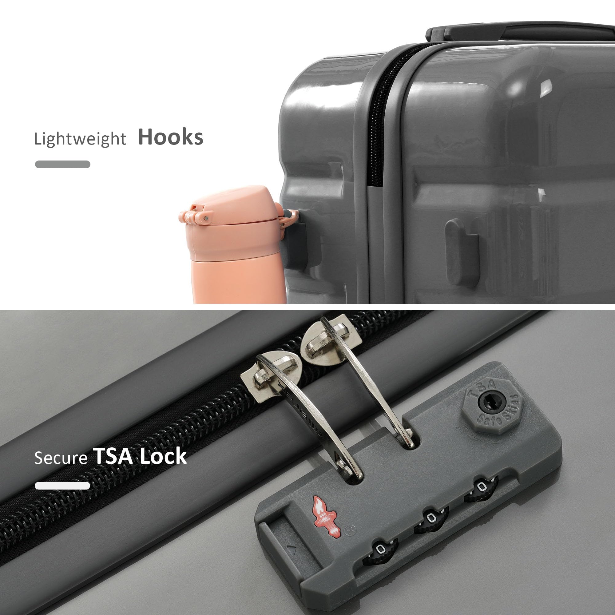 Merax Luggage Set 3 Pieces, ABS Durable Lightweight, 360 Silent Spinner Wheels, TSA Lock, grey, 20/24/28 Inch grey 20/24/28 Inch U1