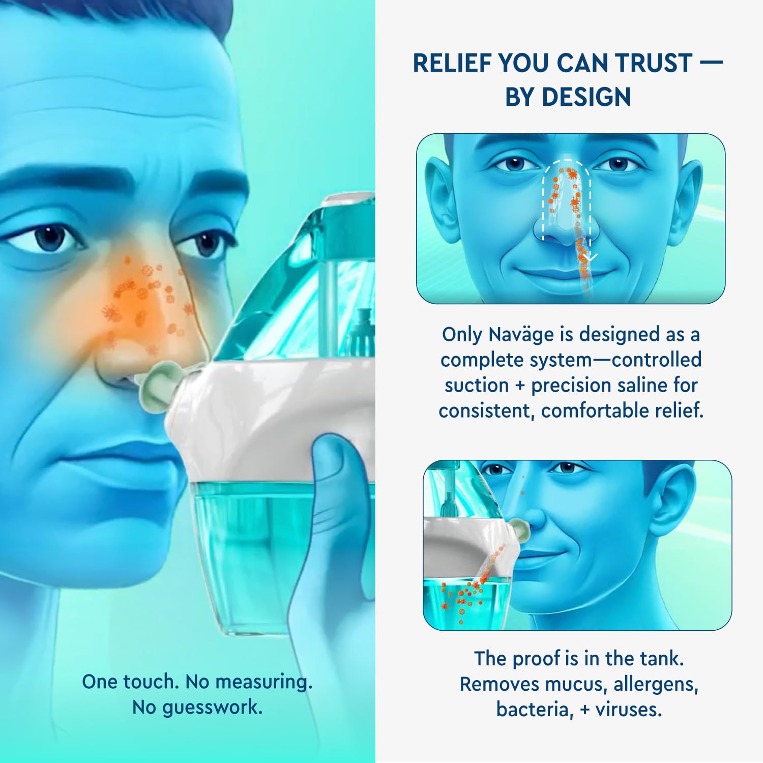 Navage® Starter Bundle – Nasal Irrigation System - Saline Nasal Rinse Kit with 1 Nose Cleaner and 20 SaltPods for Congestion Relief ($109 Value). Sinus Rinse for Clinically Proven Benefits Blue Starter U1