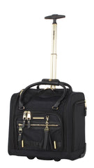steve madden Designer 15 Inch Carry on Suitcase- Small Weekender Overnight Business Travel Luggage- Lightweight 2- Rolling Spinner Wheels Under Seat Bag for Women (Peek-A-Boo Black) Peek-A-Boo Black One_Size U1