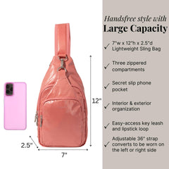 Baggallini Central Park Sling, Terracotta Gloss Ripstop Terracotta Gloss Ripstop One Size U1