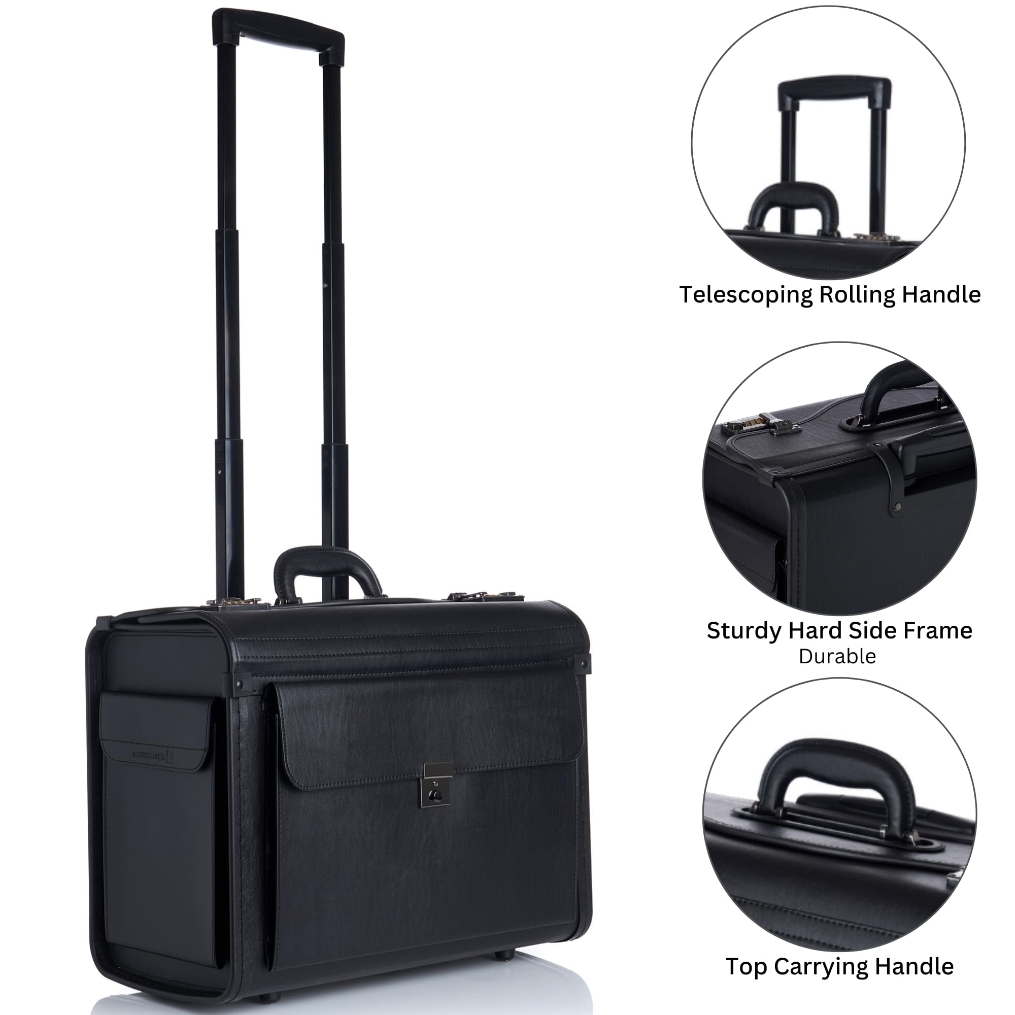 Alpine Swiss Rolling 17" Laptop Briefcase on Wheels Attache Lawyers Case Legal Size Black One Size U1