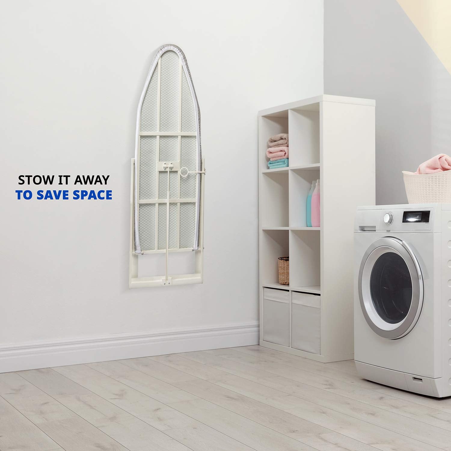 Ivation Wall-Mounted Ironing Board | Foldable 36.2” x 12.2” Ironing Station for Home, Apartment & Small Spaces | Sturdy Folding Board, Easy-Release Lever, Removable Cotton Cover & Mounting Hardware U1