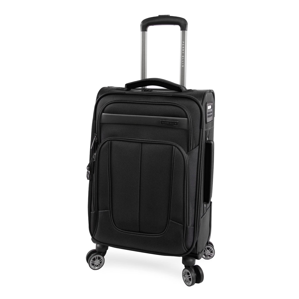 Perry Ellis Charleston Lightweight Spinner Carry-On Luggage, Black Black 13.5 x 10 x 22 inches U1