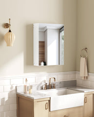 Fomayko Wall-Mounted Bathroom Vanity with Mirror, Medicine Cabinet with Storage Function, Hanging Storage Cabinet, Adjustable Shelves, White White 17.7''L x 5.5''W x 23.6''H U3