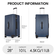 PRIMICIA GinzaTravel Trunk Luggage, 28 Inch Luggage with Spinner Wheels, Scratch resistant texture Lightweight PC material with TSA Lock（Family Travel Series ） (Dark Blue) Dark Blue 28inch-suitcase U1