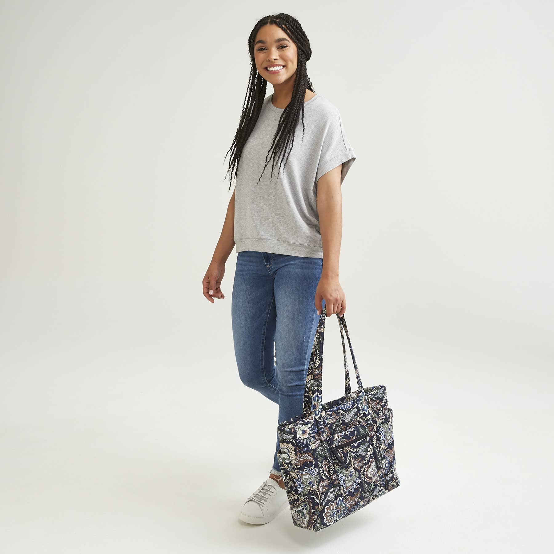 Vera Bradley Women's Cotton Deluxe Vera Tote Bag, Island Garden - Recycled Cotton, One Size U1