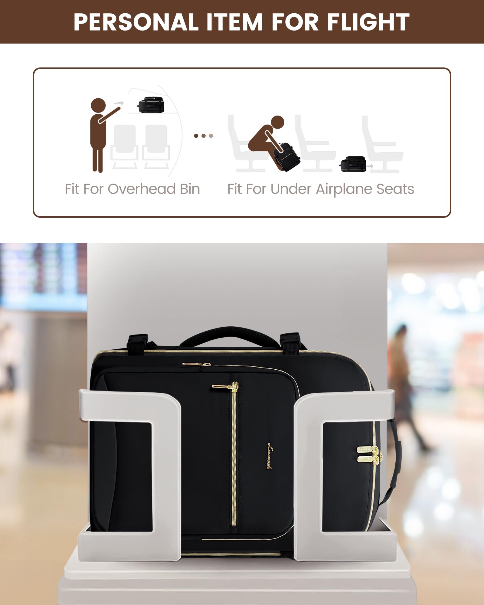 LOVEVOOK Travel Backpack for Women & Men 40L,Airline Approved Carry On Backpack Travel Essentials,TSA Carry on Luggage,Waterproof Personal Item Travel Bag,Suitcase with 3 Packing Cubes,Black-Black Black-black Large-40L-4Pcs U1