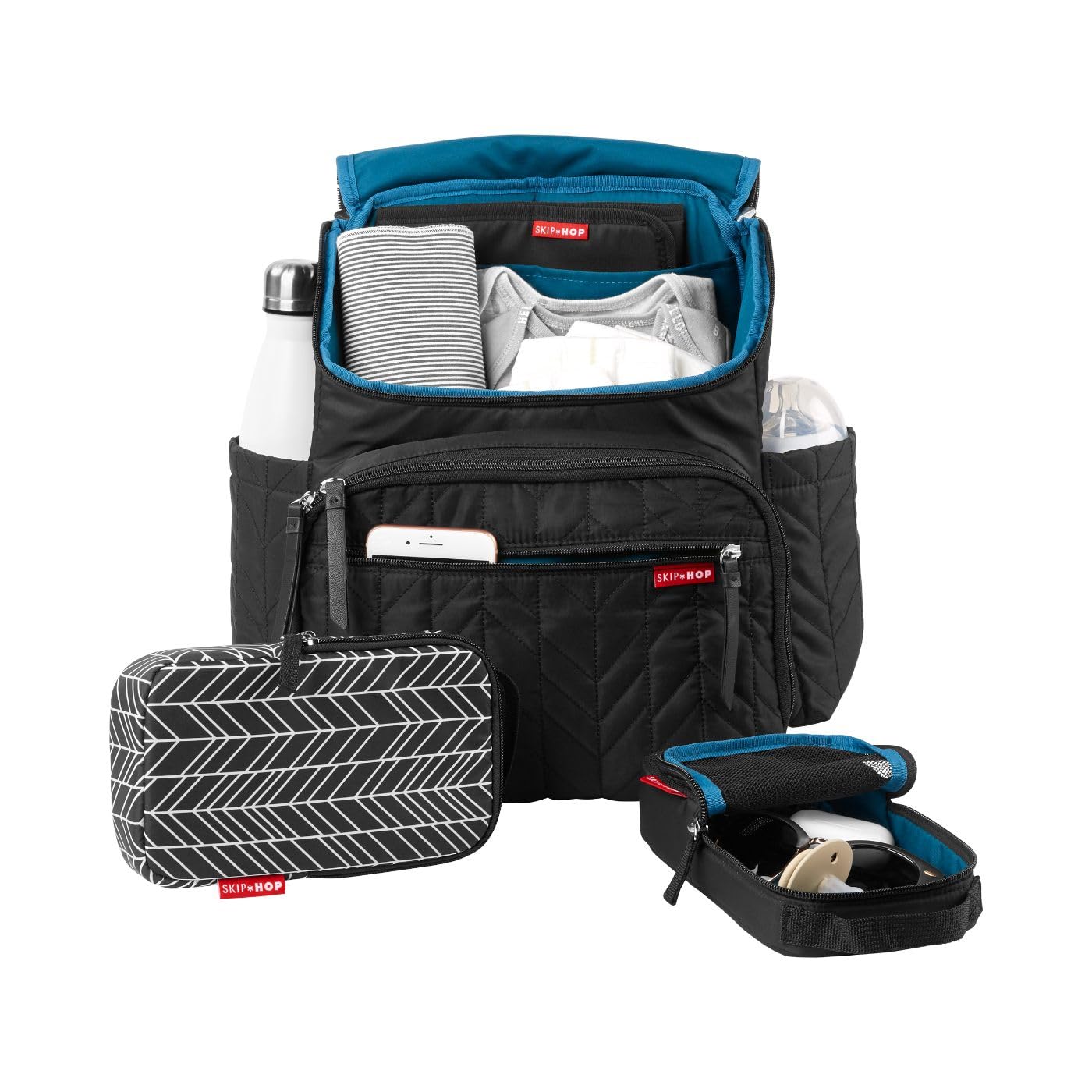 Skip Hop Diaper Bag Backpack: Forma, Multi-Function Baby Travel Bag with Changing Pad & Stroller Attachment, Jet Black U1