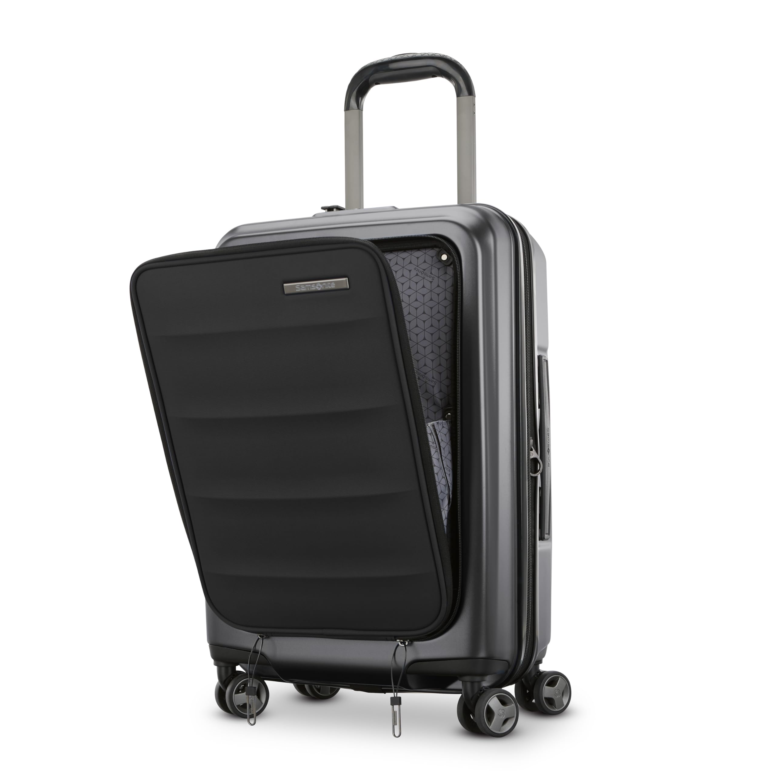Samsonite Octiv Pro 3-Piece Hardside Lightweight (21/24/28) Front Pocket Carry-On Pro, Medium & Large-Checked Luggage Set, Expandable, Four Spinner Wheels, Adjustable Handle, TSA Lock – Black Stealth Black 3-Piece Set (Pro 21 with Front Pocket/  U1