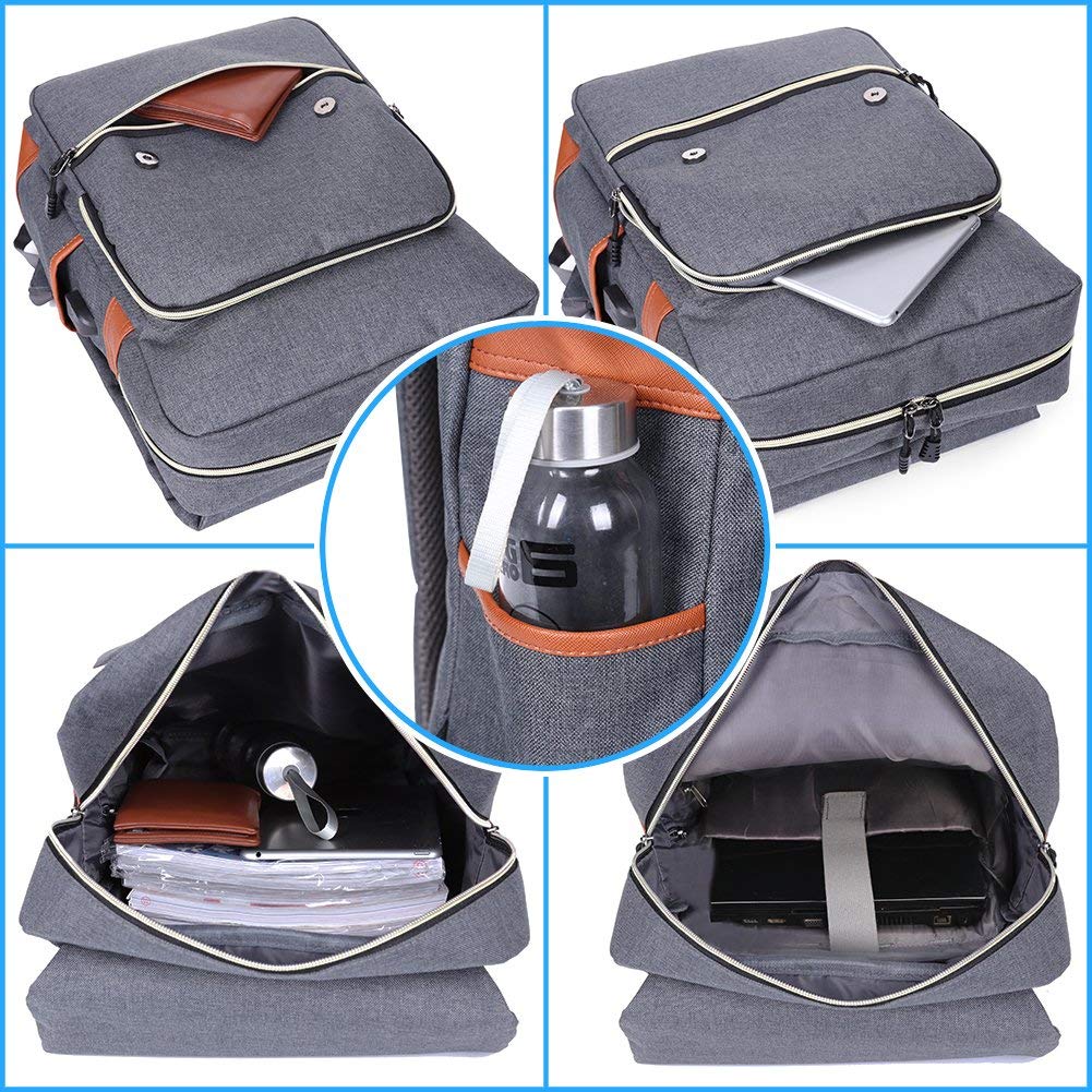 Modoker Vintage Laptop Backpack for Women Men,Travel Backpacks with USB Charging Port Fashion Backpack Fits 15.6Inch Notebook, Grey Grey 15.6 inch U1