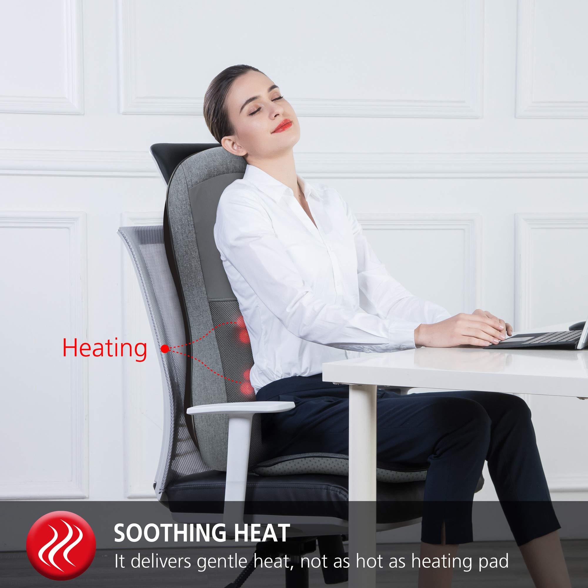 COMFIER Full Back Massager with Heat -2D/3D Shiatsu Massage Seat Cushion with 10 Massage Nodes, Massage Chair Pad, Rolling Kneading Massage Pads for Back U1