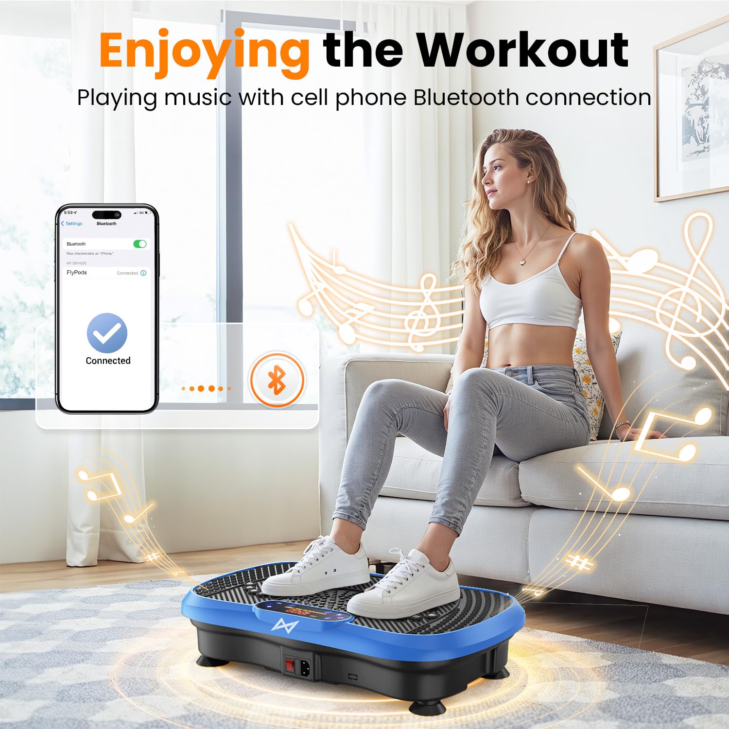 AXV Vibration Plate Fitness Platform Exercise Machine Vibrating Shaking Full Body Shaker Workout Vibrate Stand Shake Board Sport for Weight Loss Fat Burner for Gym Home Office BLUE  U2