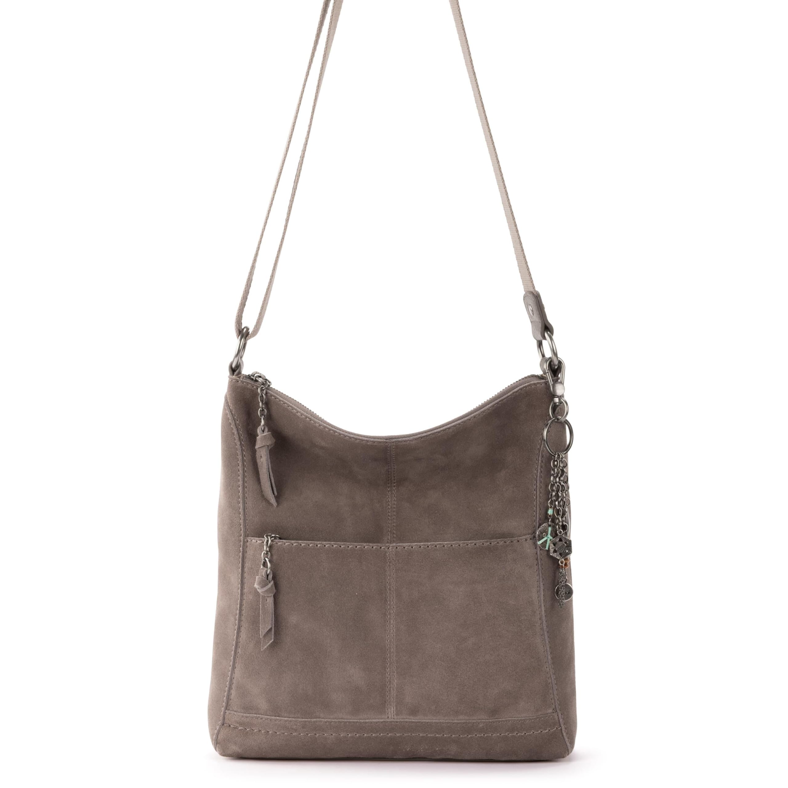 The Sak Lucia Crossbody Bag in Leather, Convertible Purse with Adjustable Strap, Mushroom Suede Mushroom Suede One Size U1