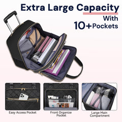 Ytonet Rolling Laptop Bag Women, Rolling Briefcase for Women, 17.3 Inch Laptop Bag with Wheels Rolling Computer Bag Laptop Case for Work Travel College Business Wife Mom Teacher, Black Black Large U1